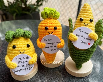 Carrot, pineapple, corn emotional support, Positive support gifts, Positive affirmations, Emotional support gift