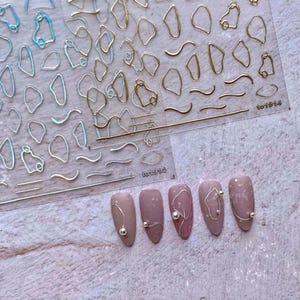 Gold and Silver Irregular Shapes Nails Art Stickers | Nail Decals | Nail Deco Sticker | Nail DIY Stickers,3D embossed Self-Adhesive Stickers