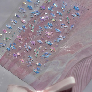Marine Life Glass Nails Art Stickers | Nail Decals | Nail Deco Sticker | Nail DIY Stickers | 3D embossed Self-Adhesive Nail Sticker