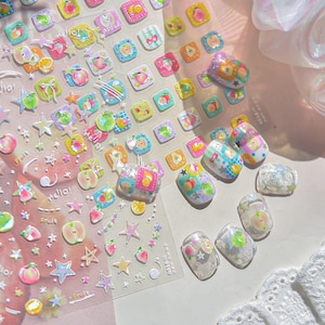 Fruits Nails Art Stickers | Nail Decals | Nail Deco Sticker | Nail DIY Stickers | 3D embossed Self-Adhesive Nail Sticker