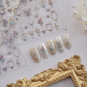 Royal Classic Glass Nails Art Stickers | Nail Decals | Nail Deco Sticker | Nail DIY Stickers | 3D embossed Self-Adhesive Nail Sticker