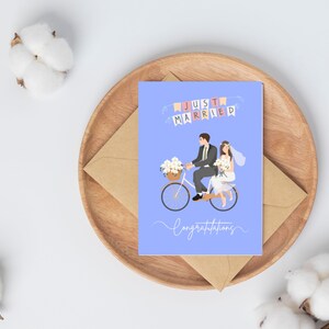 Carte de mariage | Félicitations | Carte imprimable | Téléchargement numérique | Nouveaux mariés | Je viens de me marier | Souhaits | Félicitations | Vélo | Cyclisme