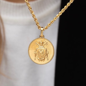 14K Gold Custom Coat of Arms Pendant - Family Crest Necklace
