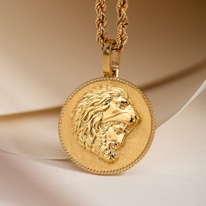 14K Solid Gold Hercules Pendant Necklace: Greek Mythology Warrior Charm
