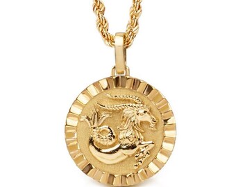 14K Solid Gold Capricorn Zodiac Pendant Necklace: Personalized Astrology Jewelry