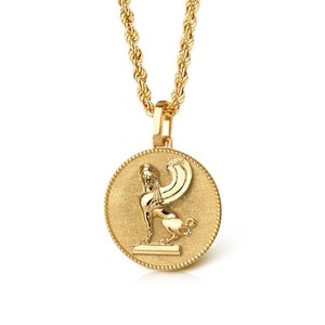 14K Solid Gold Sphinx Pendant: Personalized Egyptian Necklace