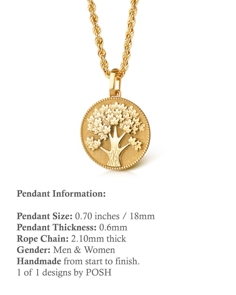 Gold Tree Disc Necklace, 14K Gold Tree of Life Pendant, Personalized