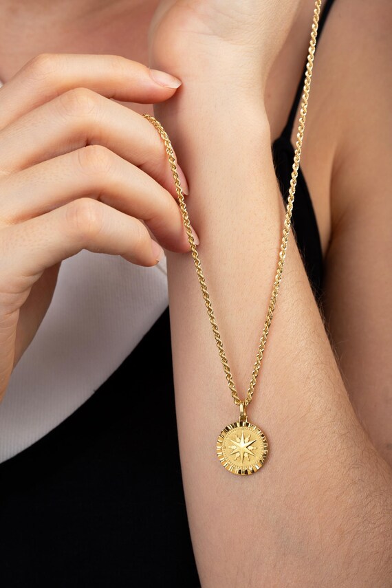 Collana Nautica Uomo/Donna Con Pendente Bussola E Stella Polare - Tyche.21 - 60 Cm