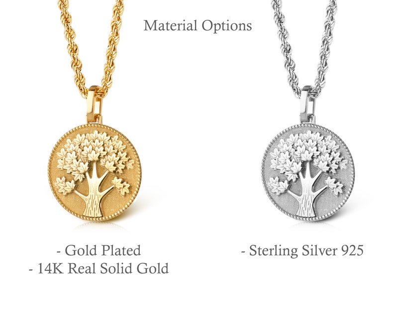 14K Solid Gold Tree of Life Necklace - Personalized Family Tree Pendant ...