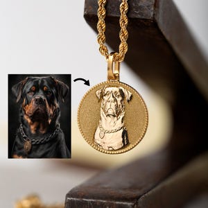 Custom 14K Gold Pet Portrait Necklace: Dog Memorial Pendant