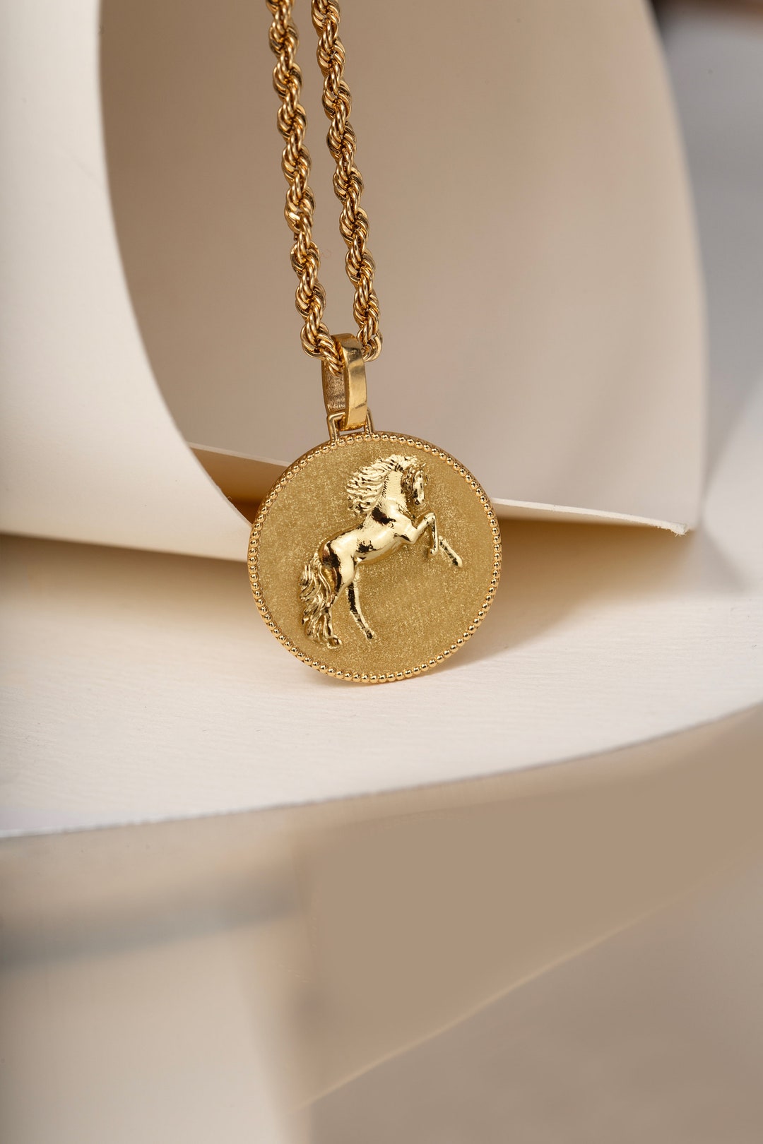 Rare! Authentic HERMES 18k Yellow & White Gold Horse Pendant