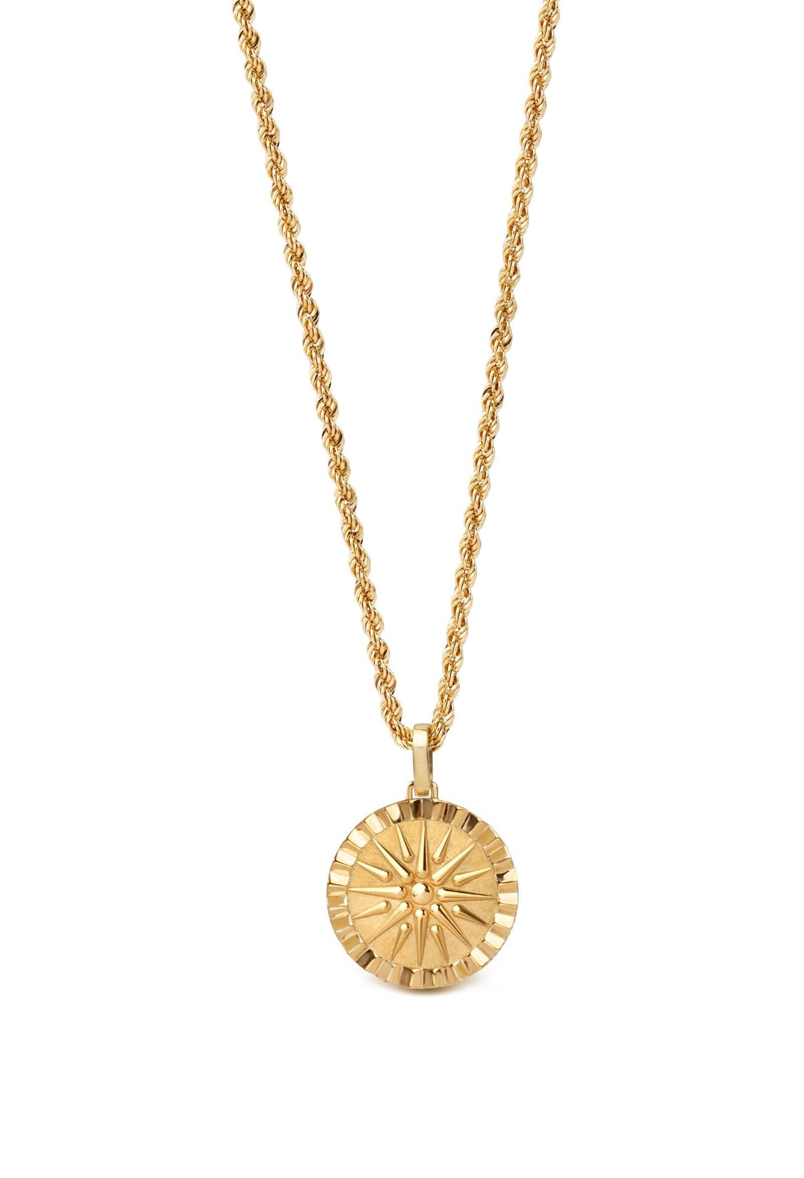 14K Gold Vergina Sun Pendant Necklace: Macedonian Jewelry