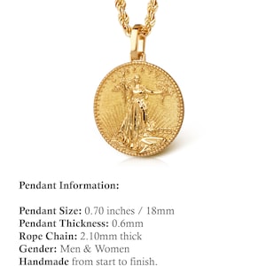 14K Gold American Eagle Münze Halskette, Liberty Münze Halskette, Sammler Münze Anhänger, personalisierte Liberty Disc Charme, US Liberty Münze Bild 3