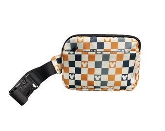 Neutral Checks Mickey Ears Belt Bag