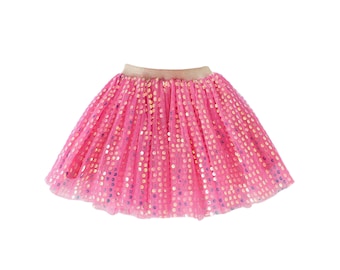 Magenta Sequin Tulle Tutu Skirt