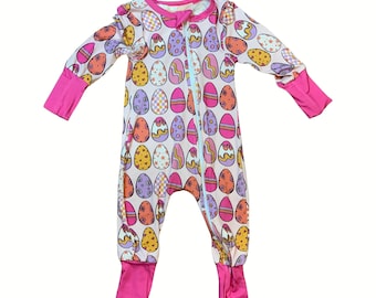 Groovy Easter Eggs Romper (Pink)