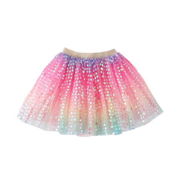 Rainbow Sequin Tulle Tutu Skirt