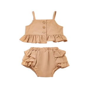 Beige Ruffle Baby Girl Set image 1