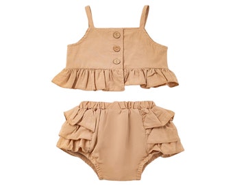 Beige Ruffle Baby Girl Set