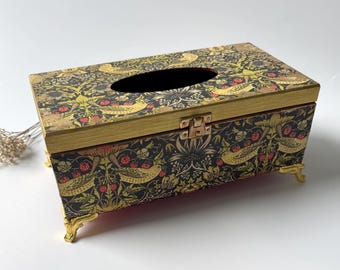 William Morris näsduksasköverdrag: Decoupage träservetthållare, heminredning i vintagestil