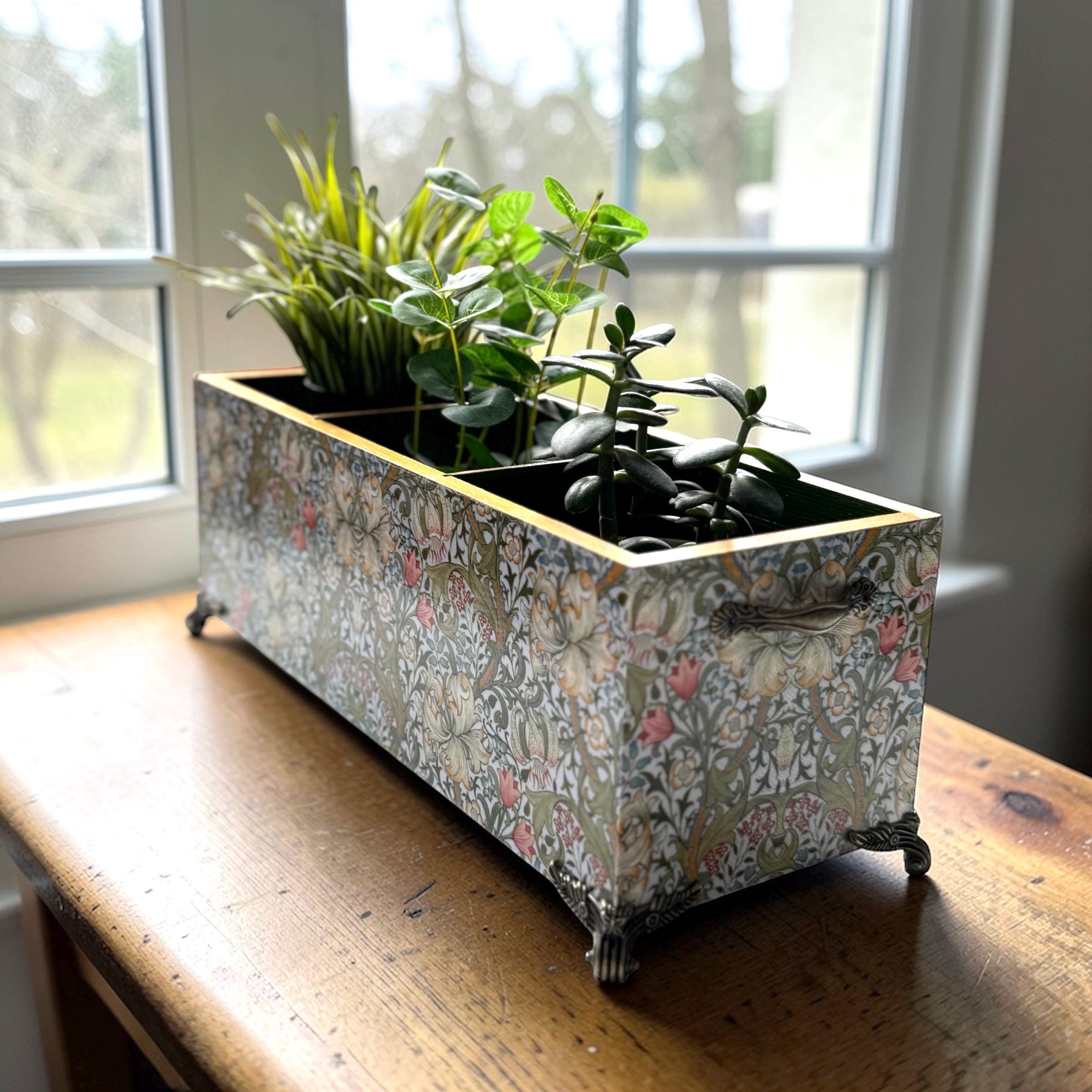 William Morris Inspired Wooden Organizer | Handmade Botanical Storage ...