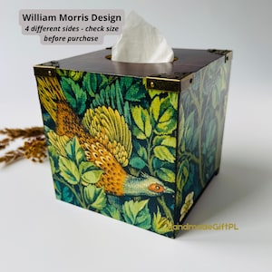 William Morris-decor: handgemaakte houten hoes van tissuedoos