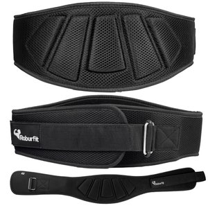 Roburfit Weightlifting Belt - Neoprene - Auto Locking - Large, Padded Back Support, Men and Women Gym Fitness Bodybuilding, 2 Sizes