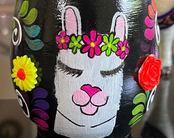Llama mug hand painted ceramic