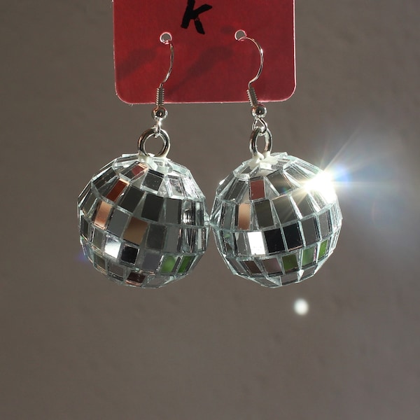 Ohrringe Diskokugel silber Hängeohrringe Glitter Mirrorball Taylor Swift Gift Party Geschenk disco jewelry birthday earring present