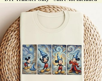 Camiseta Comfort Color Vintage Walt Disney Fantasia Mickey DTF, Camiseta Mickey Hechicero, Camiseta a juego para la familia de Disneyland, Viaje a Disneyland 2026