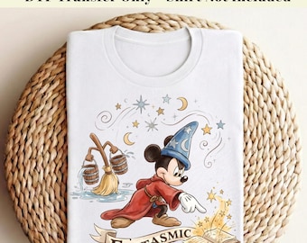 Transferencia DTF de Mickey Fantasmic el Hechicero, Estampado retro de Disney Fantasmic, Prensa térmica de Mickey Mouse Mago Mágico, Regalo perfecto para un viaje a Disney en 2026