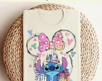 Stitch Minnie Bow DTF, Disney Castle Heat Transfer, Disneyworld DTF, Disneyland Ready To Press, Stitch Trip 2026, Magical Vacation Iron On
