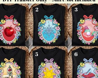 Transferencia termoadhesiva lista para planchar con el escudo de las princesas Disney, iconos de Magic Kingdom, lindas pegatinas de Blancanieves, Cenicienta y Ariel para camisetas.