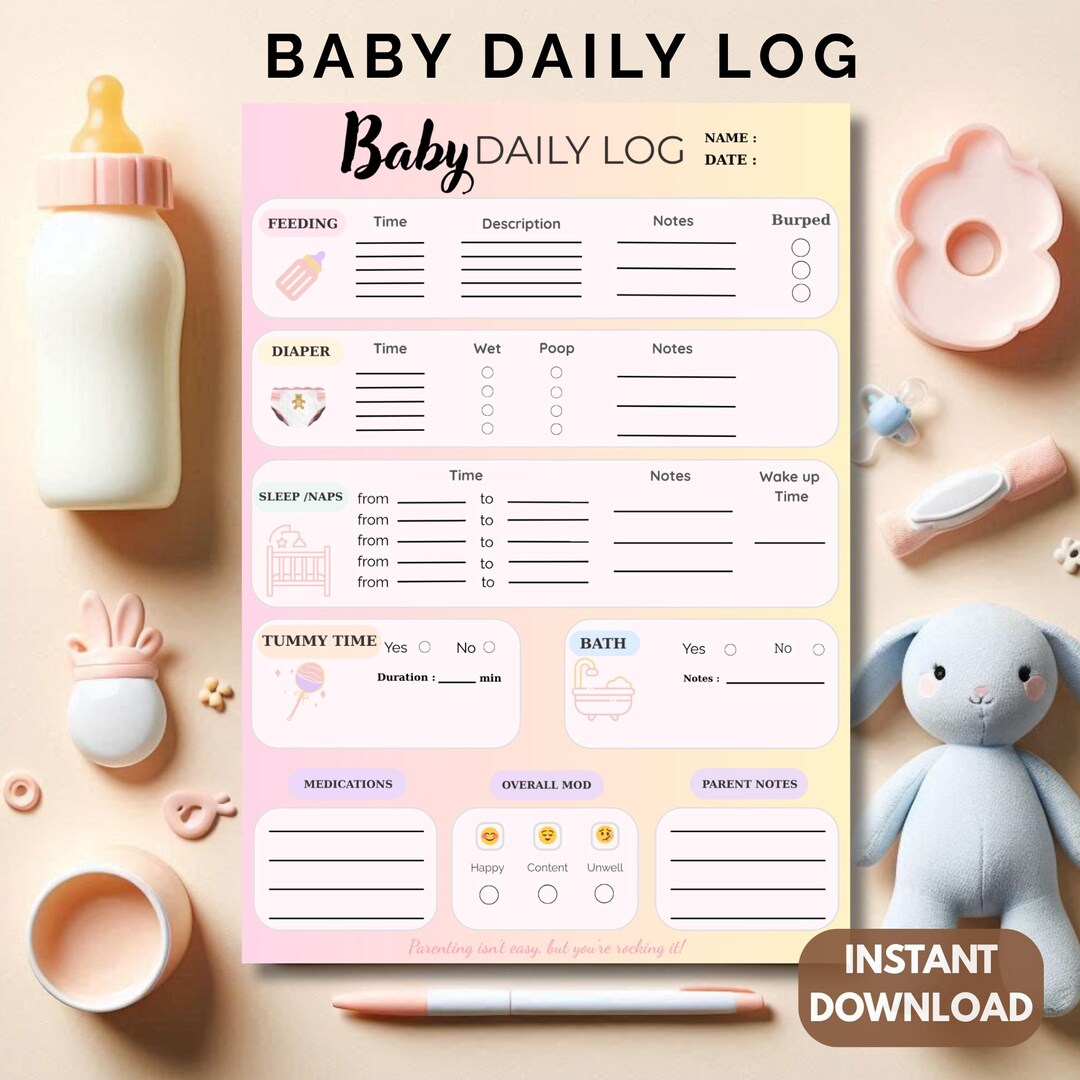 Editable Baby Daily Log PDF | Infant Routine Tracker | Newborn Schedule ...