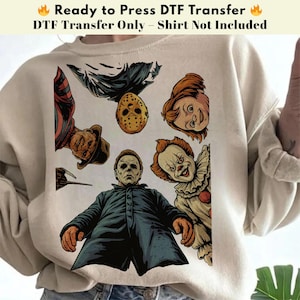 Ready to Press DTF Transfer–Retro Halloween DTF Transfer–Halloween Characters DTF–Halloween 2025–Horror Movie–Scary Movie-Halloween Dtf