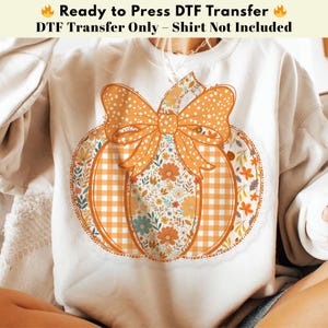 Preppy Floral Pumpkin DTF Transfer - Ready to Press Autumn Design