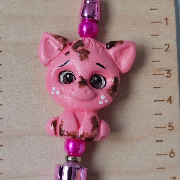 Hand made polymer clay beaded pig pen