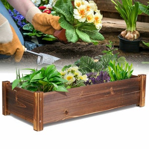 26x13x6 Raised Garden Bed Outdoor Solid Wood Planter image 3