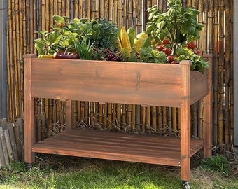 o Garden Bed, Mobile Wood Planter Box for Backyard