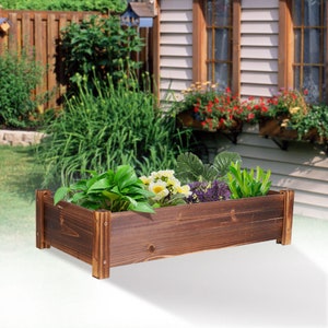 26x13x6 Raised Garden Bed Outdoor Solid Wood Planter image 2