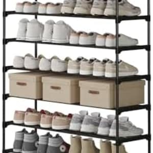 10-Tier Shoe Rack, Stackable Shoe Shelf, Shoes Storage Organizer for Entryway, Hallway, Black image 3