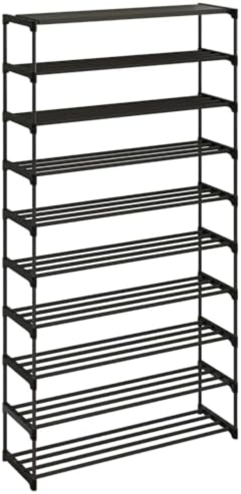 10-Tier Shoe Rack, Stackable Shoe Shelf, Shoes Storage Organizer for Entryway, Hallway, Black image 4