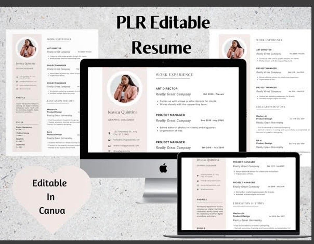 Editable Resume Template With PLR Rights - Etsy