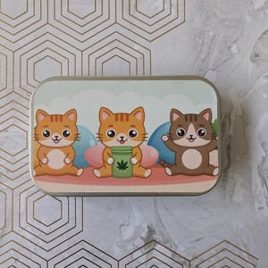 Niedliche Cartoon Katzen Katzenminze Blechdose | Kawaii Kätzchen Aufbewahrungsbehälter | Katzenminze Halter | Katzen Leckerli Aufbewahrungsbox | Tierbedarf | Katzen Mama Geschenk
