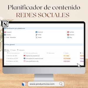 Social media content planner and calendar in Notion, ideal for community managers and content creators