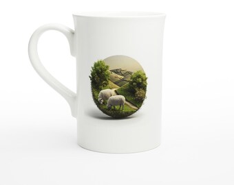 Sheepish Charm: 10oz Porcelain Mug