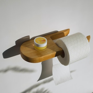 Porta carta igienica in legno fatto a mano con ripiano, porta rotoli di carta igienica in legno, ripiano per telefono da toilette, porta carta igienica in legno, moderno espositore per carta igienica