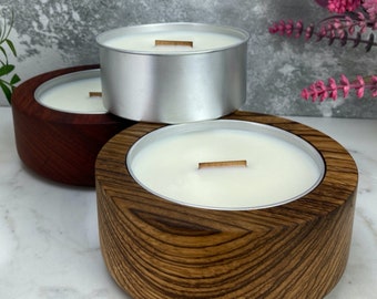 Recharges de bougies écologiques en cire de soja disponibles en différents parfums, insert de bougie en bois vide, recharge de bougie harmonie, bougie minimaliste