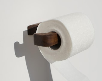 Toiletrolhouder van Scandinavisch Amerikaans noten: wandgemonteerde badkameropberger