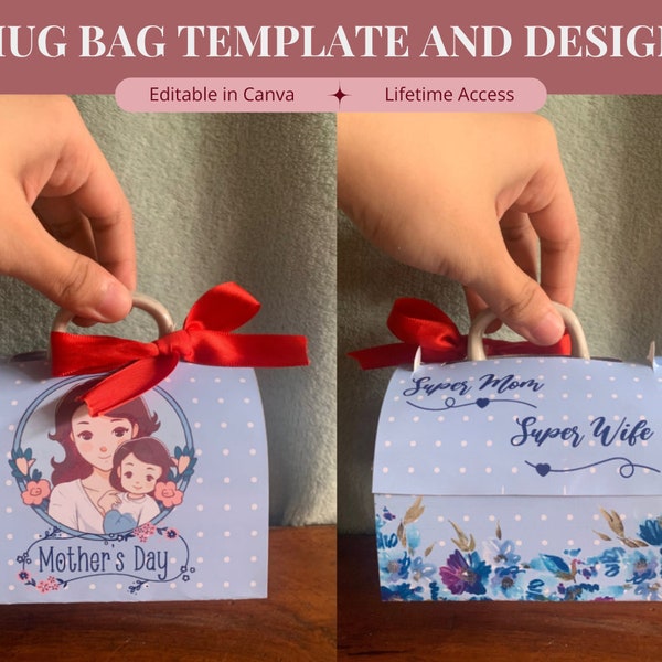 Mug Bags Template | Mug Holder For Mothers Day | Handmade Mug Bag | Mug Box Mold | Mug Box Template | Mug Holder for Mother's Day